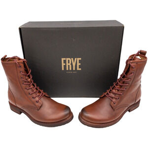 Frye Veronica Combat Boots  Leather Lace Up Heeled Red Clay Women's 6.5